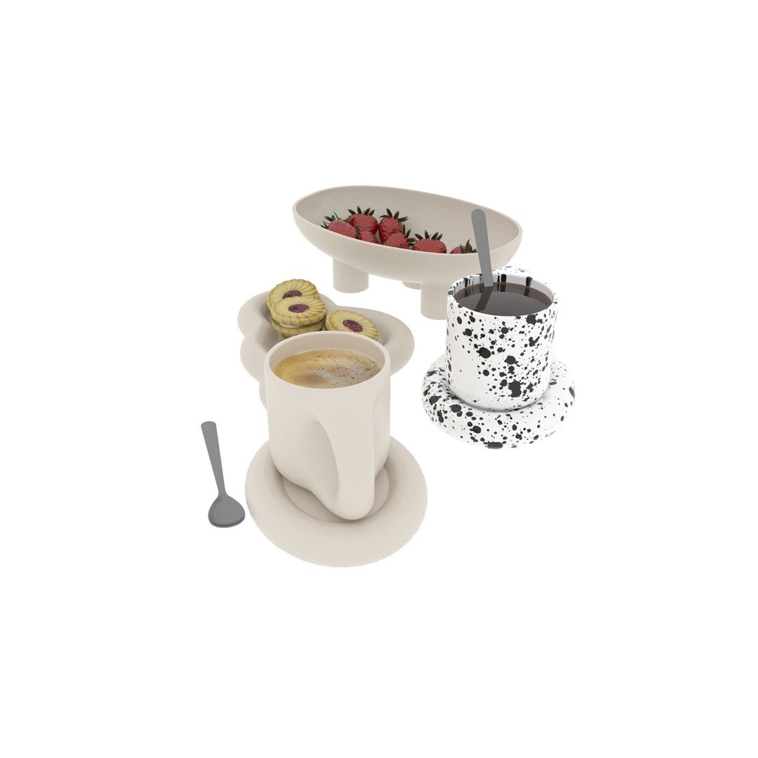 Chubby Tea Drinking Set 3D Model – PBR Textured Scene, FBX - View 13