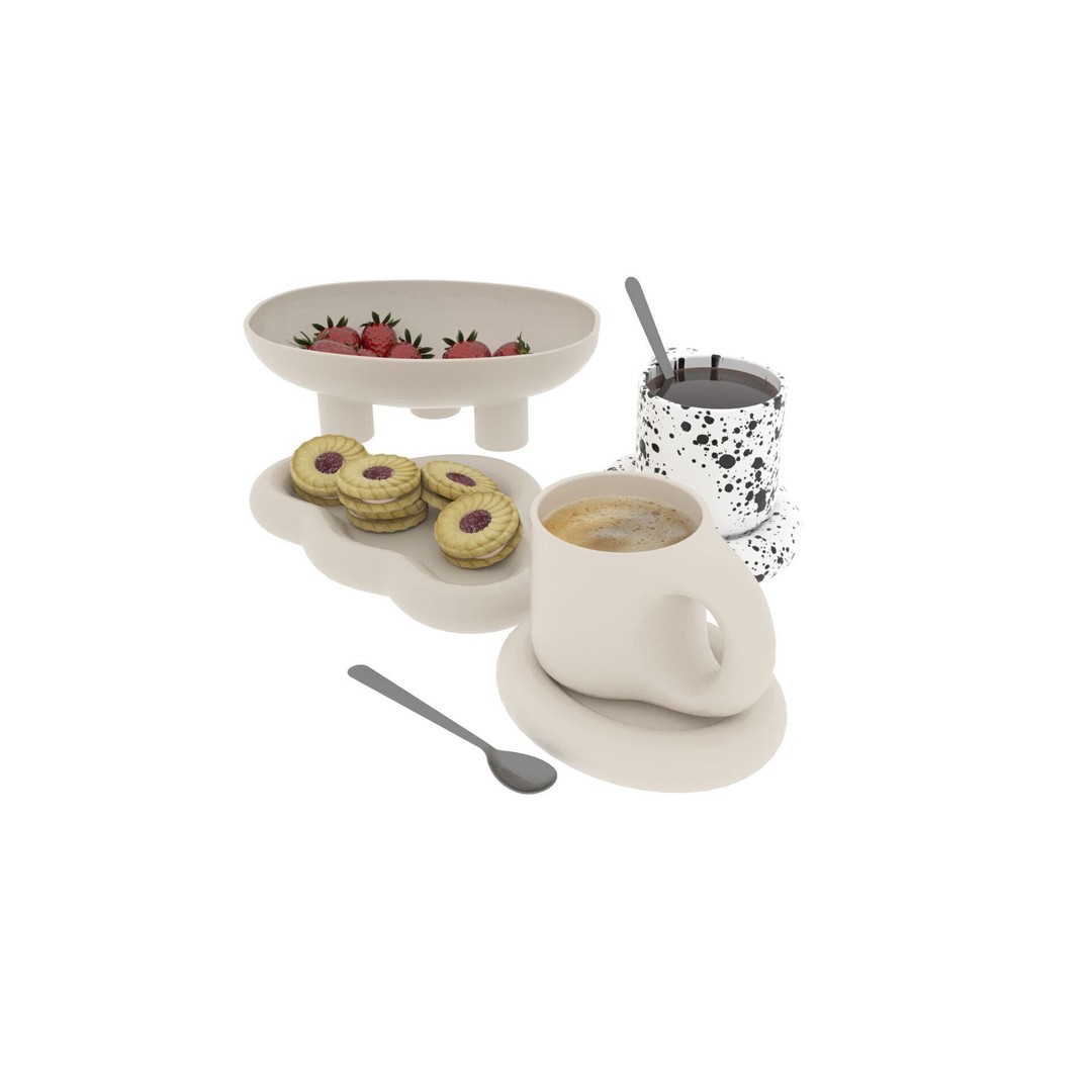 Chubby Tea Drinking Set 3D Model – PBR Textured Scene, FBX - View 14