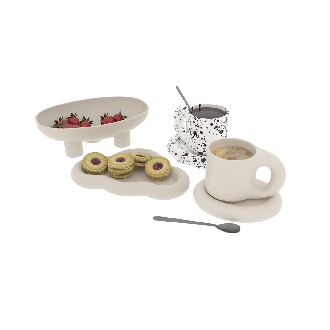Chubby Tea Drinking Set 3D Model – PBR Textured Scene, FBX - View 15