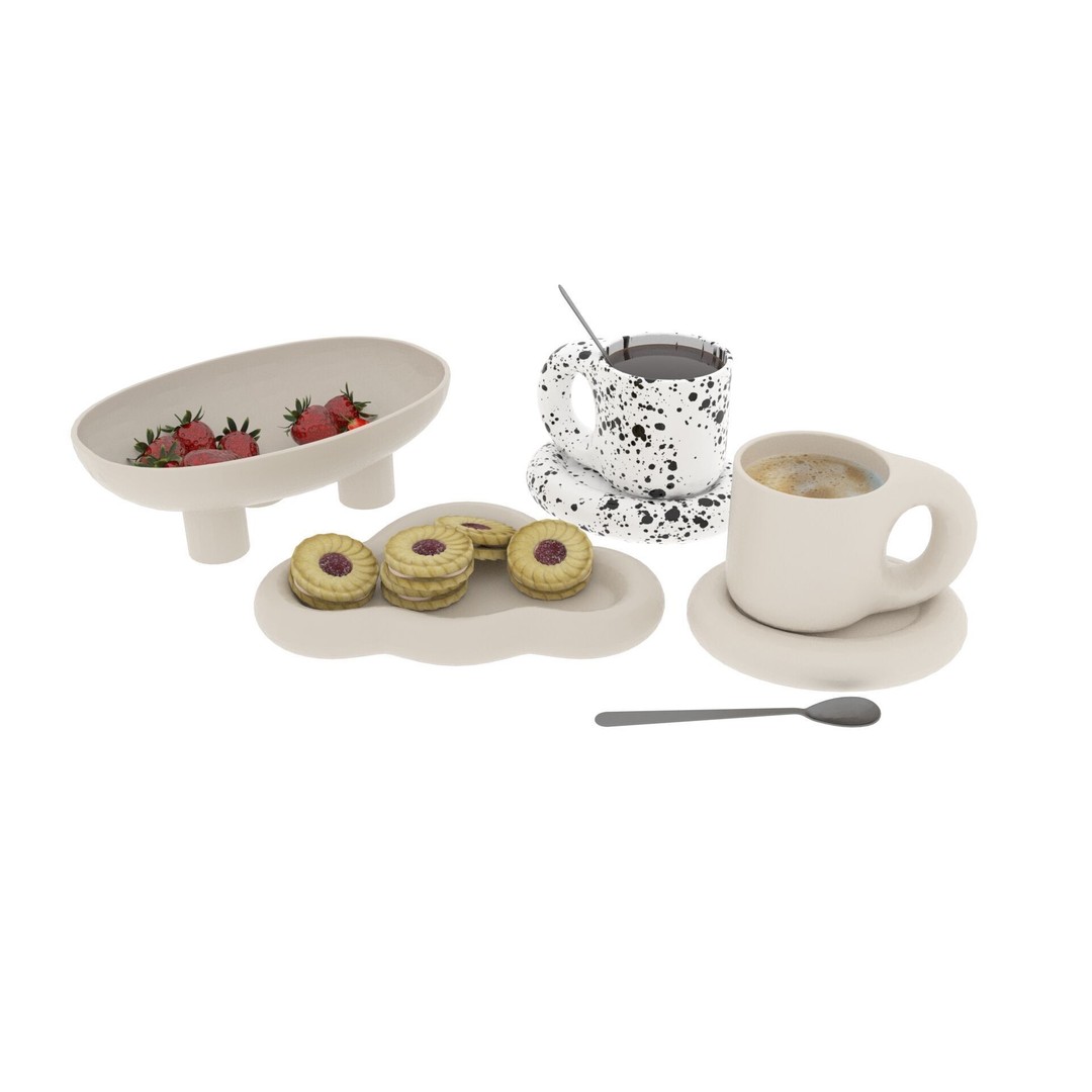 Chubby Tea Drinking Set 3D Model – PBR Textured Scene, FBX - View 16