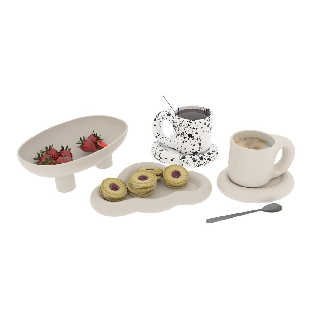 Chubby Tea Drinking Set 3D Model – PBR Textured Scene, FBX - View 17