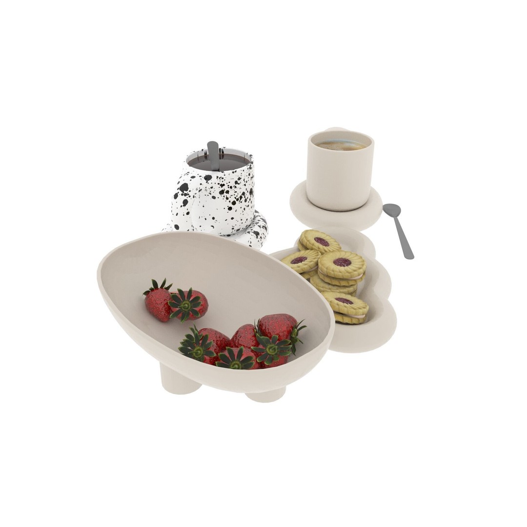 Chubby Tea Drinking Set 3D Model – PBR Textured Scene, FBX - View 4