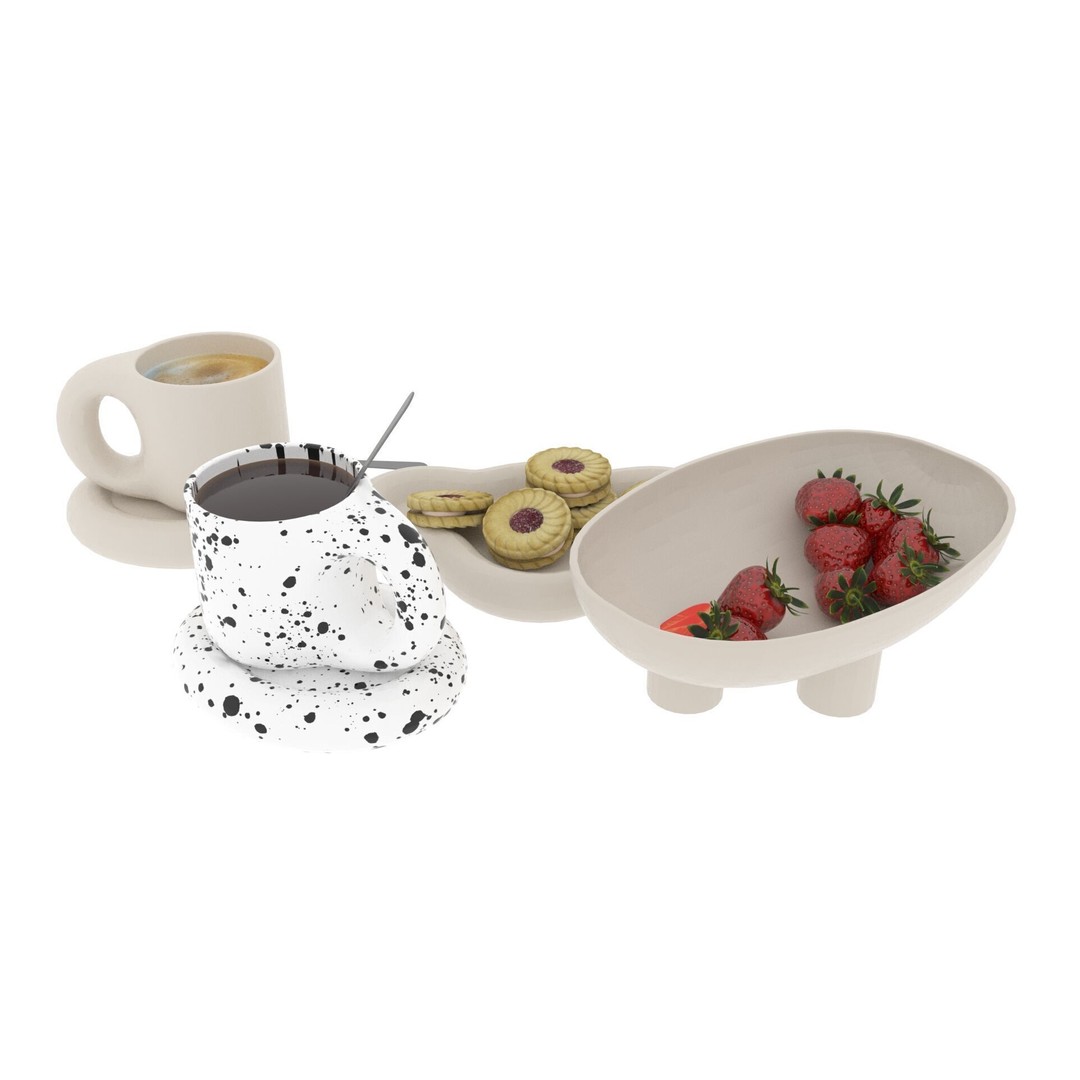 Chubby Tea Drinking Set 3D Model – PBR Textured Scene, FBX - View 8