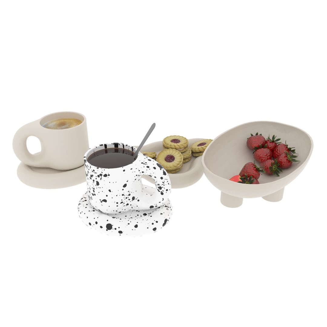 Chubby Tea Drinking Set 3D Model – PBR Textured Scene, FBX - View 9