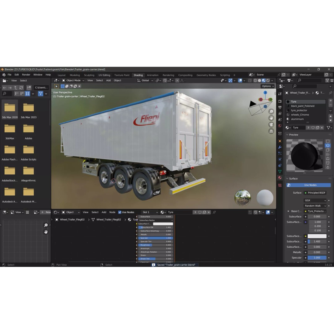 Trailer Grain-Carrier 3D Model – High Poly Vehicle Asset, FBX, OBJ - View 10