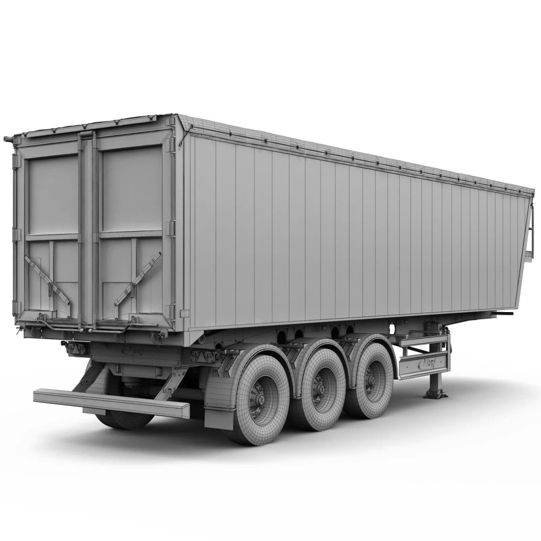 Trailer Grain-Carrier 3D Model – High Poly Vehicle Asset, FBX, OBJ - View 11