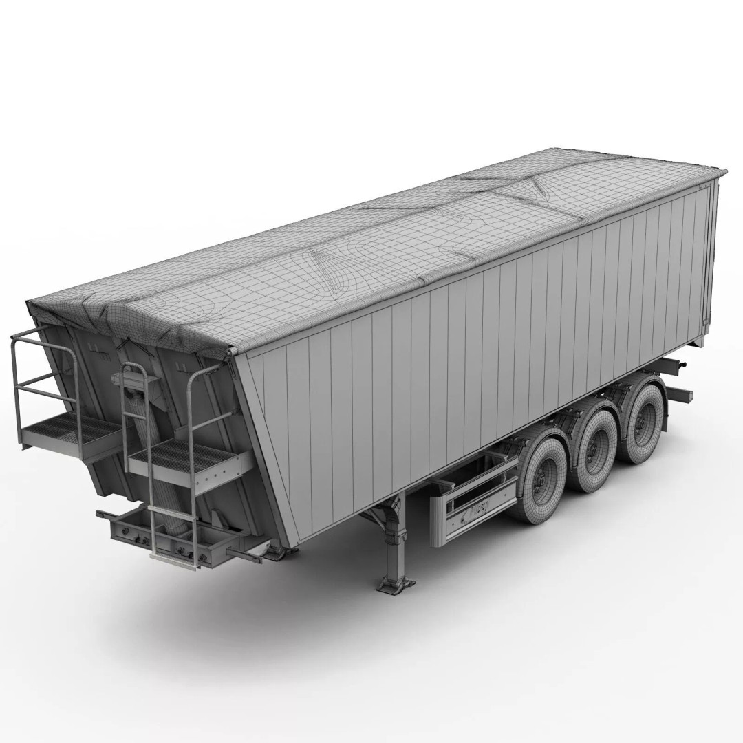 Trailer Grain-Carrier 3D Model – High Poly Vehicle Asset, FBX, OBJ - View 12