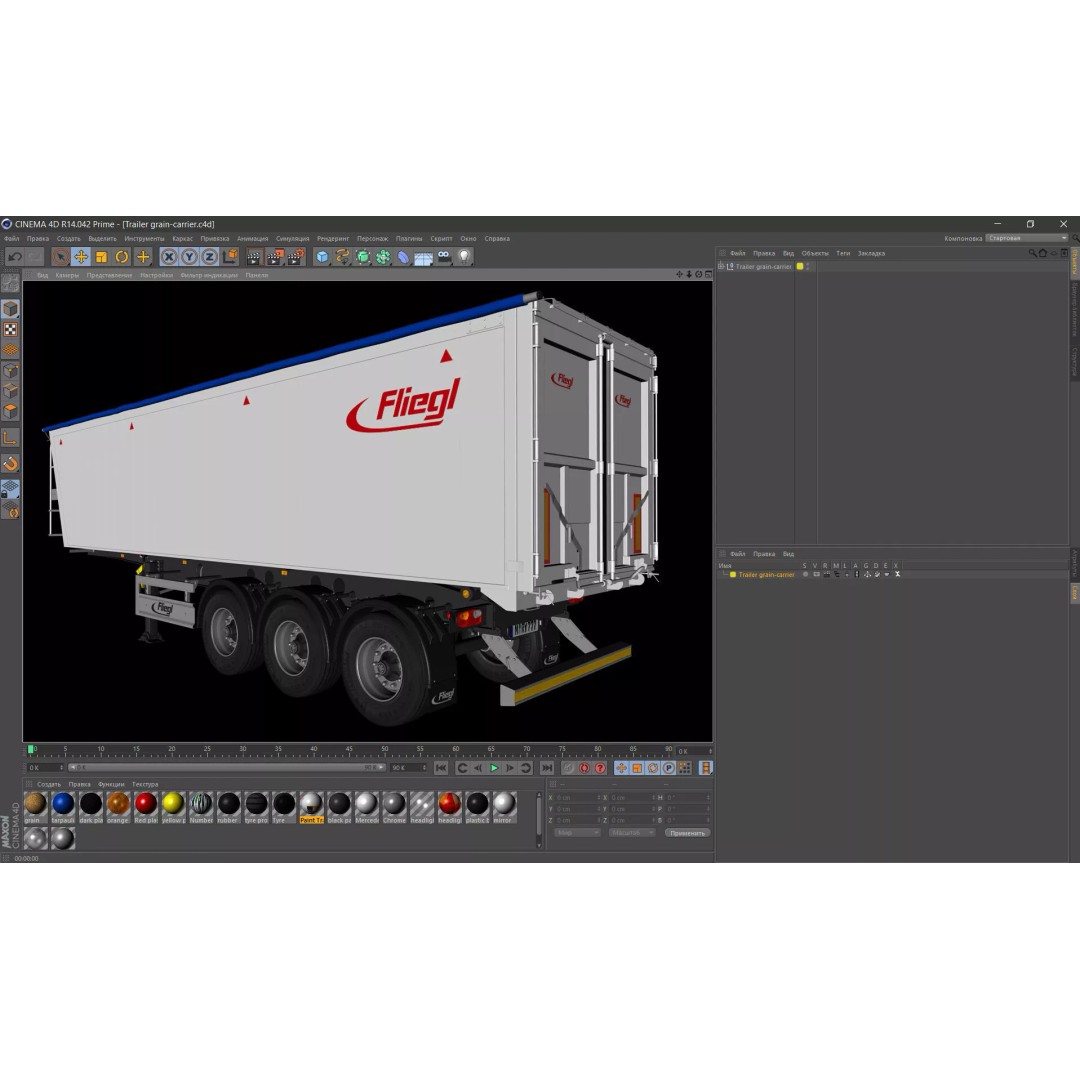 Trailer Grain-Carrier 3D Model – High Poly Vehicle Asset, FBX, OBJ - View 14