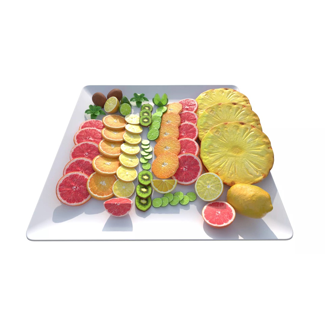 Citrus Slice 3D Model – Low Poly Fruit Collection, PBR Textures - View 2