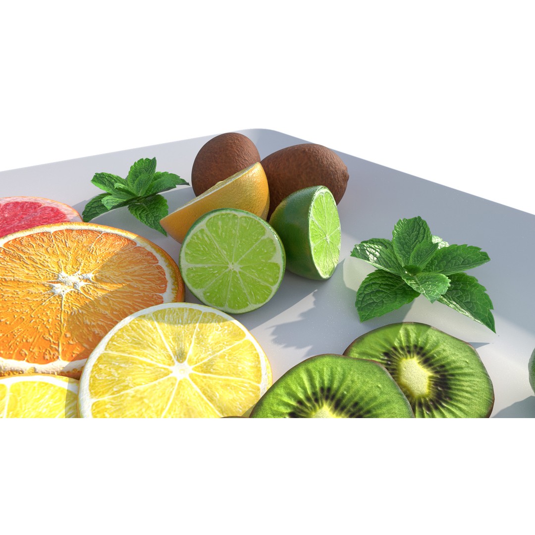 Citrus Slice 3D Model – Low Poly Fruit Collection, PBR Textures - View 9