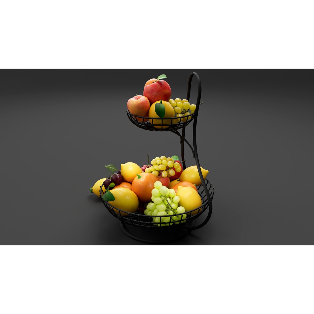 Fruit Bowl 3D Model – PBR Textures, FBX Format, Game Asset - View 3