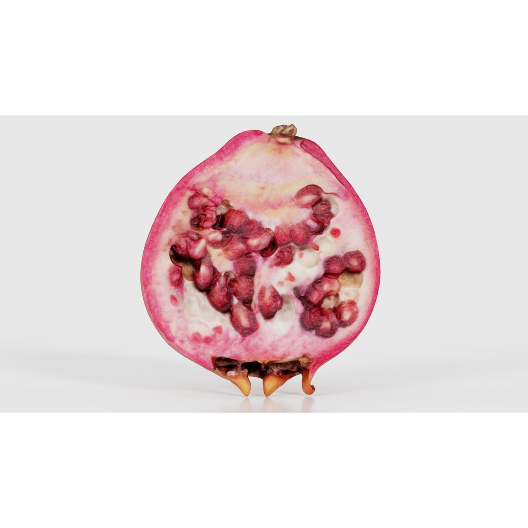 Pomegranate Half 3D Model – Low Poly Game Asset, FBX, PBR Textures