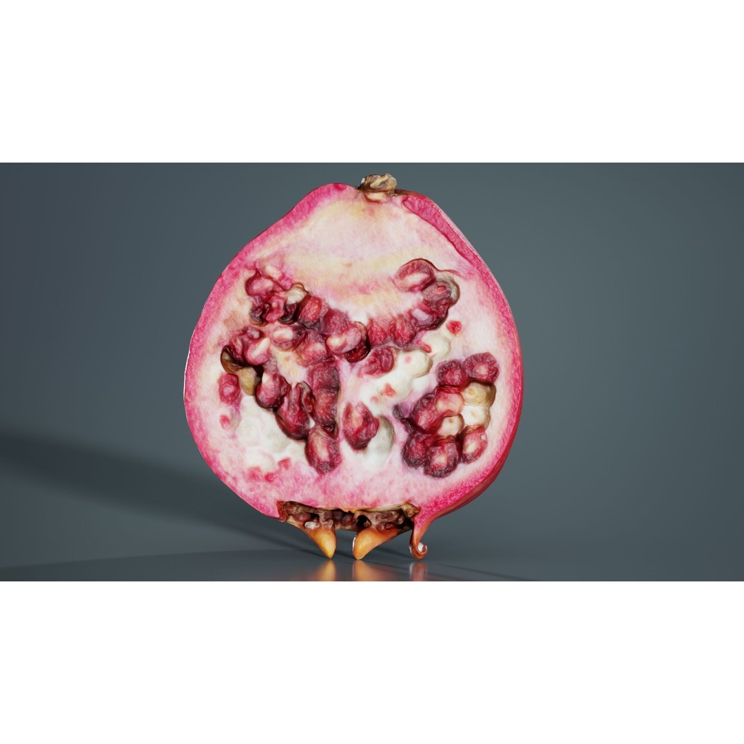 Pomegranate Half 3D Model – Low Poly Game Asset, FBX, PBR Textures - View 10