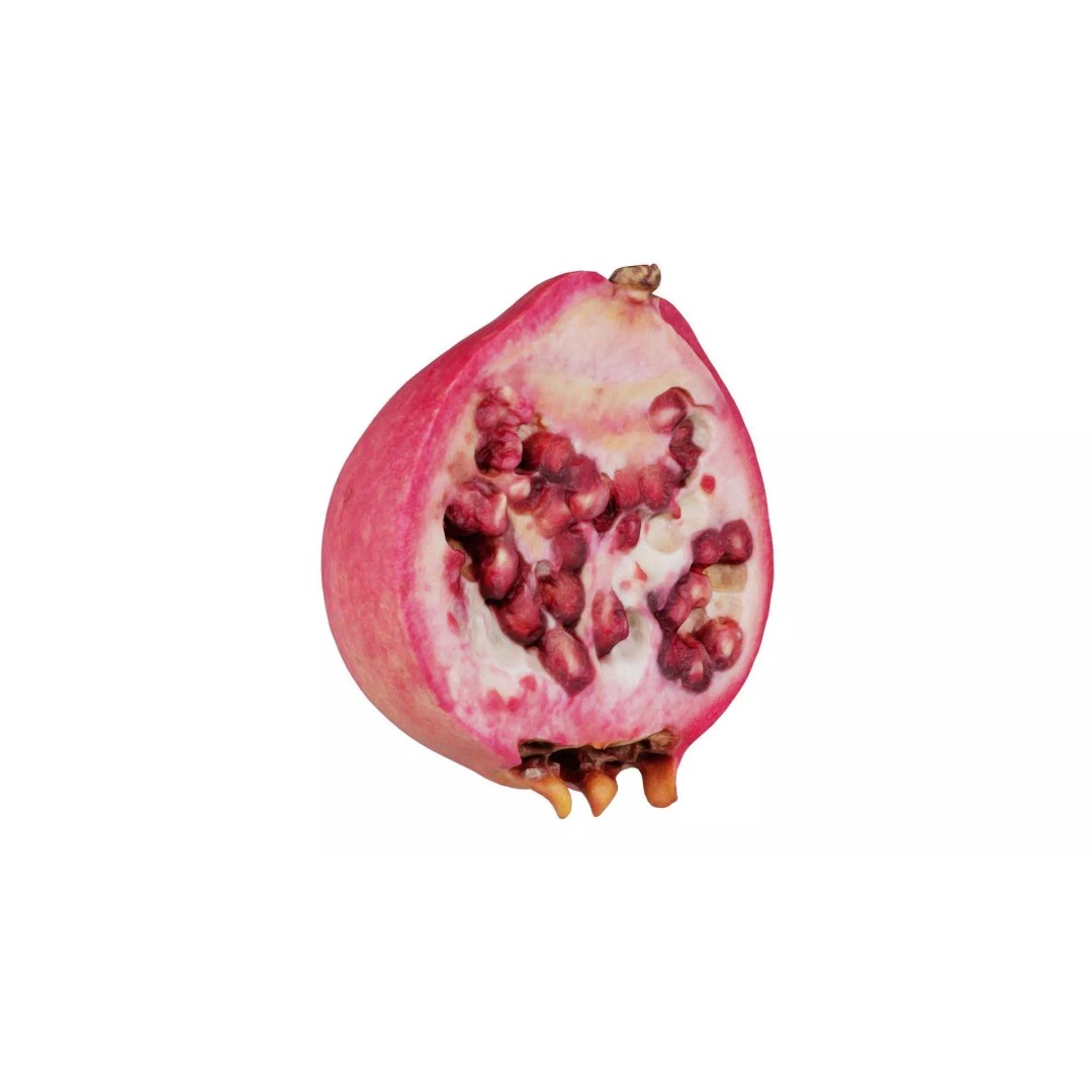 Pomegranate Half 3D Model – Low Poly Game Asset, FBX, PBR Textures - View 2
