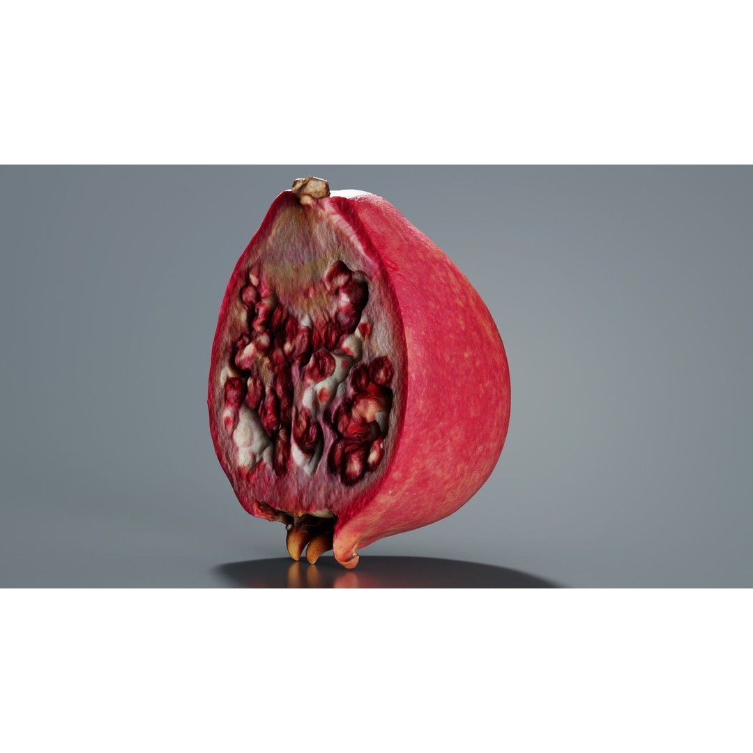 Pomegranate Half 3D Model – Low Poly Game Asset, FBX, PBR Textures - View 4