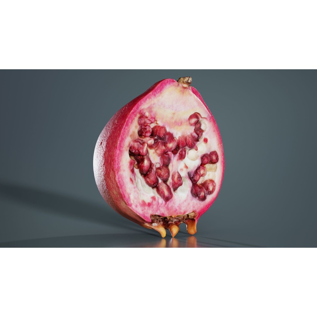 Pomegranate Half 3D Model – Low Poly Game Asset, FBX, PBR Textures - View 9