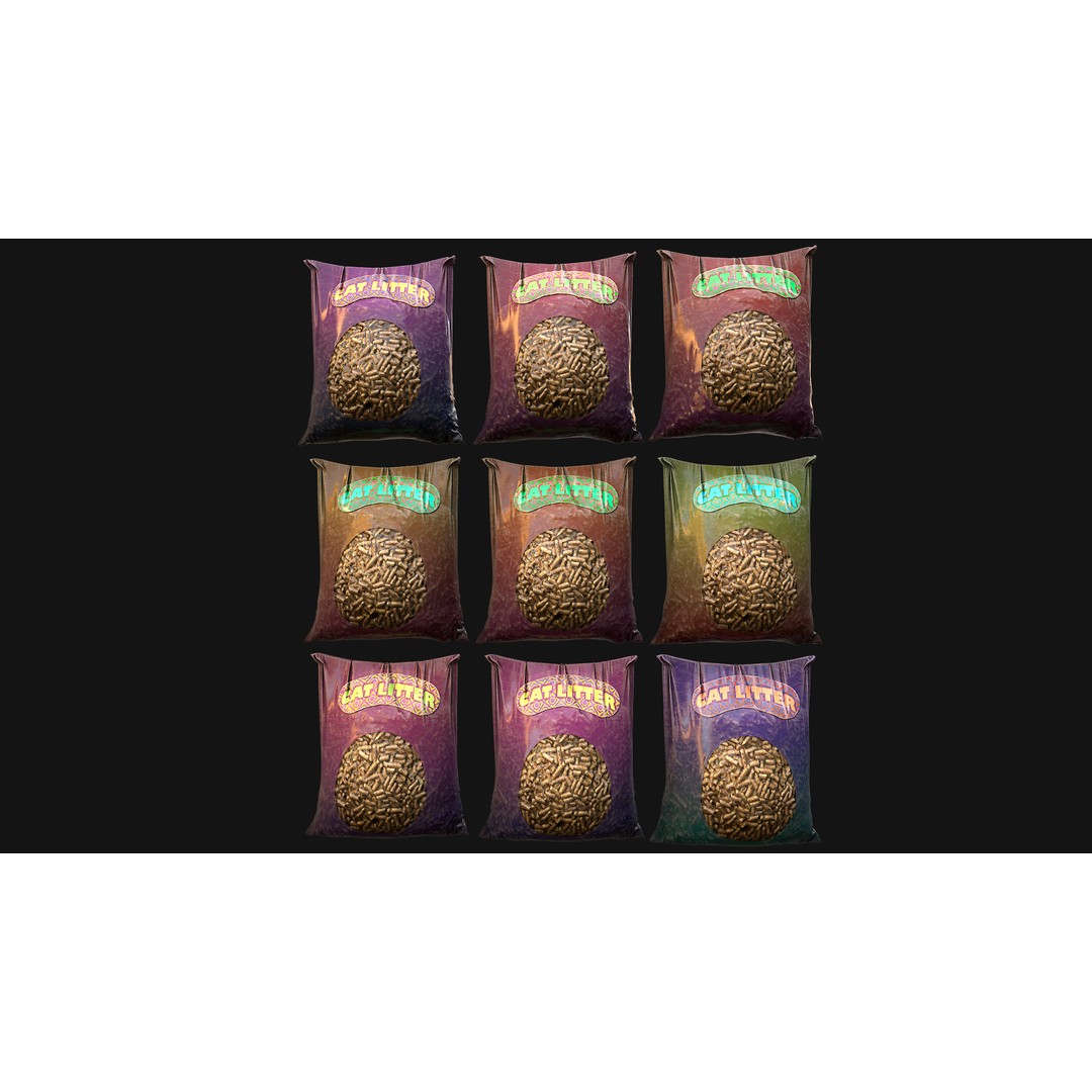 Stylized Cat Litter 3D Model – Low Poly PBR Game Asset, FBX - View 10