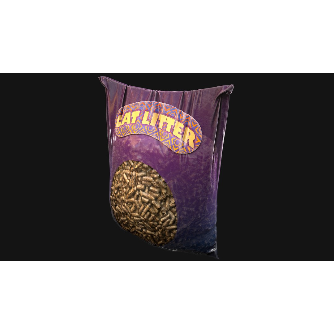 Stylized Cat Litter 3D Model – Low Poly PBR Game Asset, FBX - View 13