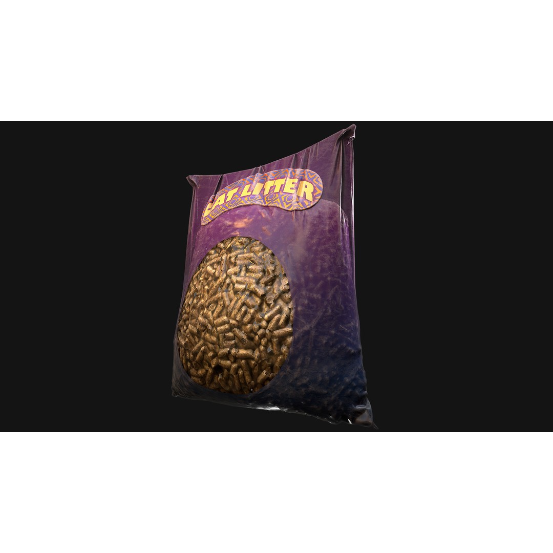 Stylized Cat Litter 3D Model – Low Poly PBR Game Asset, FBX - View 14
