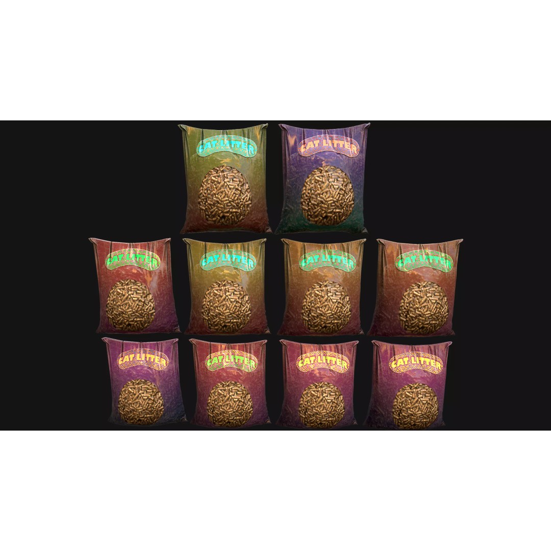 Stylized Cat Litter 3D Model – Low Poly PBR Game Asset, FBX - View 2