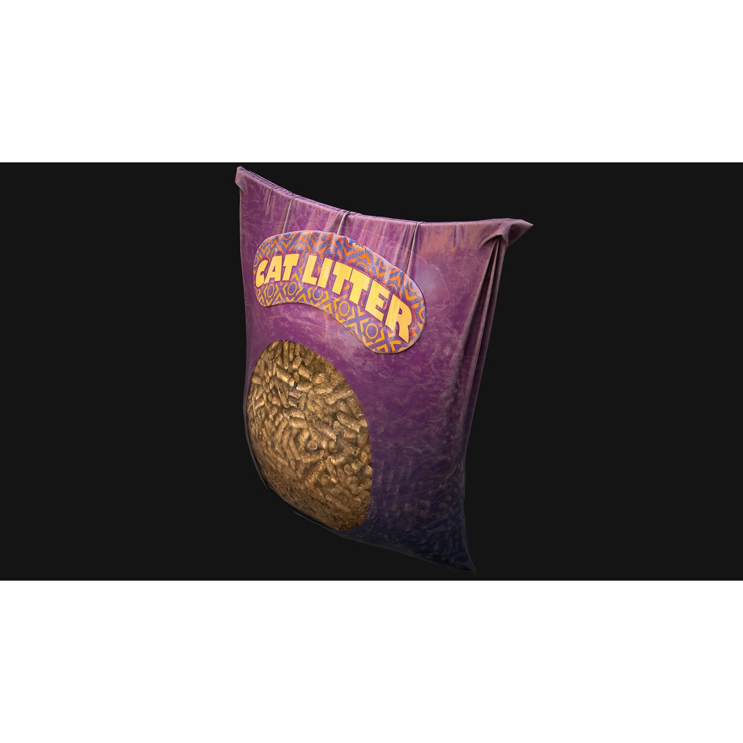 Stylized Cat Litter 3D Model – Low Poly PBR Game Asset, FBX - View 21
