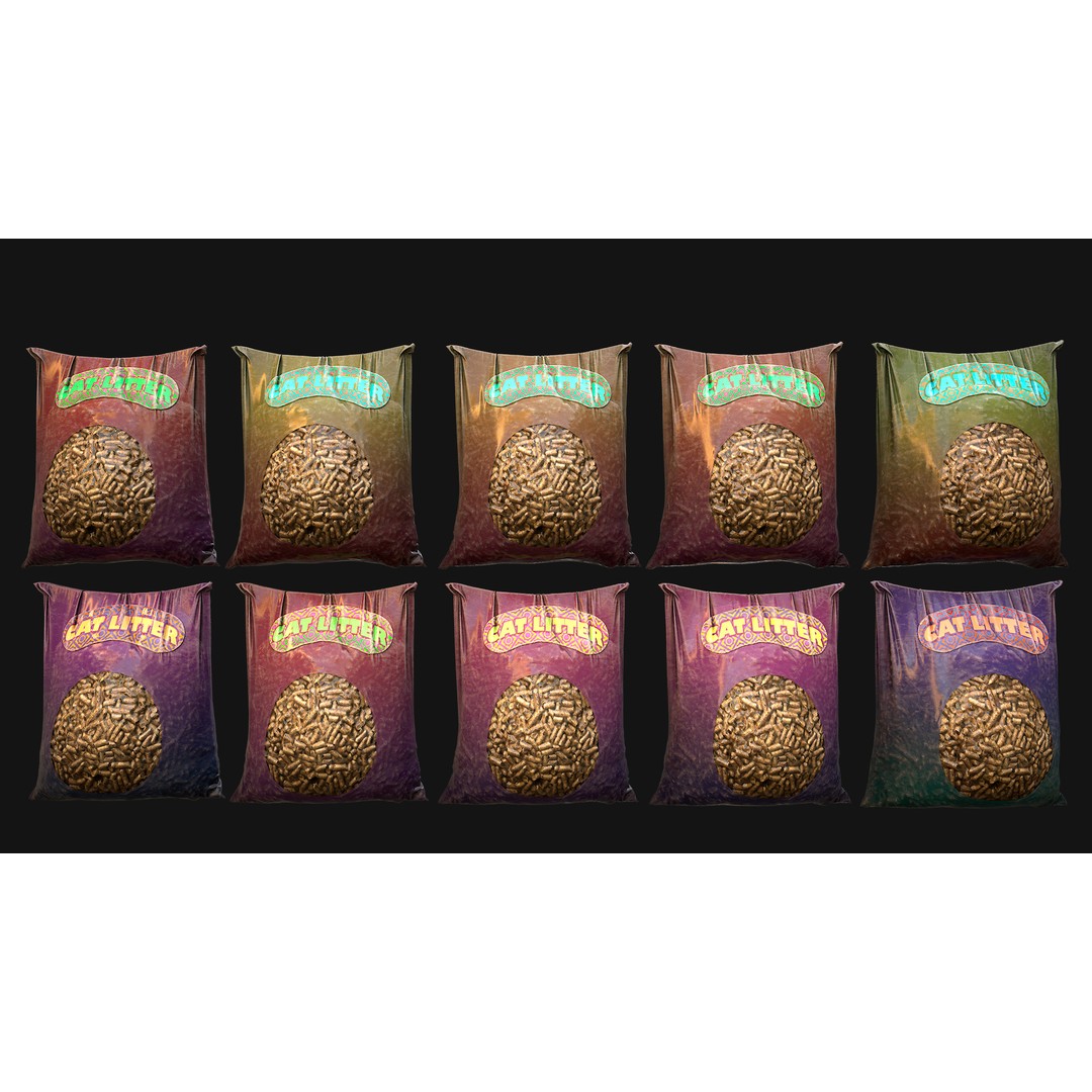 Stylized Cat Litter 3D Model – Low Poly PBR Game Asset, FBX - View 3