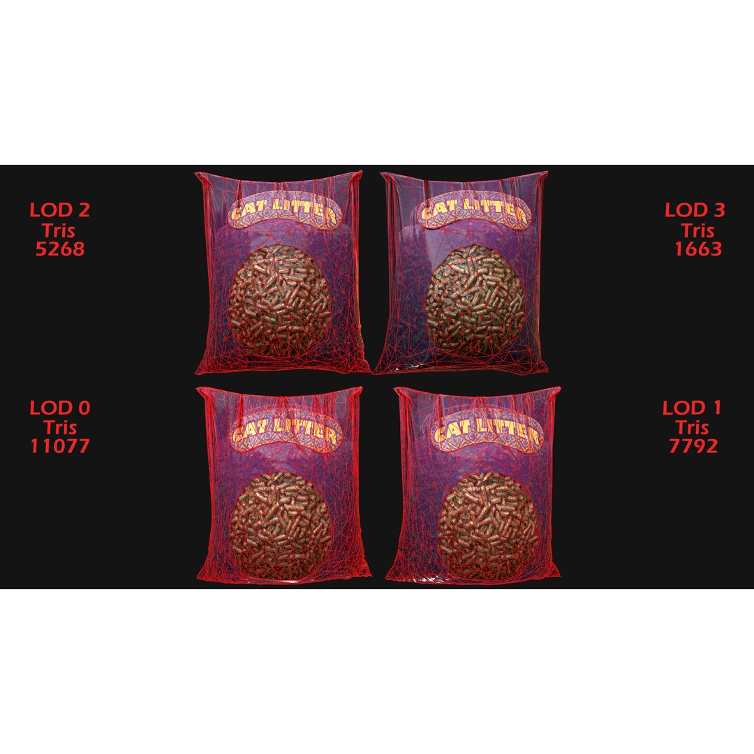 Stylized Cat Litter 3D Model – Low Poly PBR Game Asset, FBX - View 4