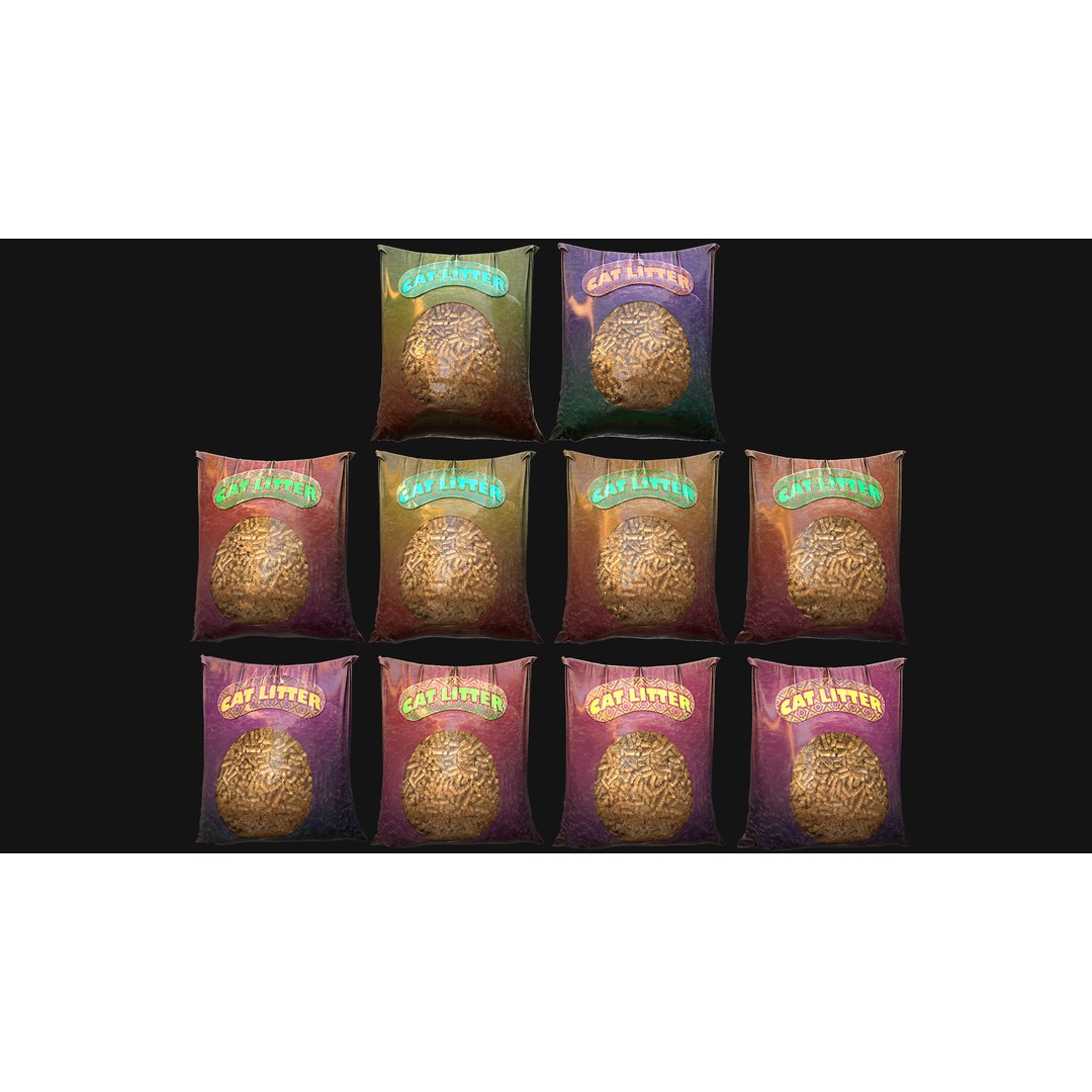 Stylized Cat Litter 3D Model – Low Poly PBR Game Asset, FBX - View 8