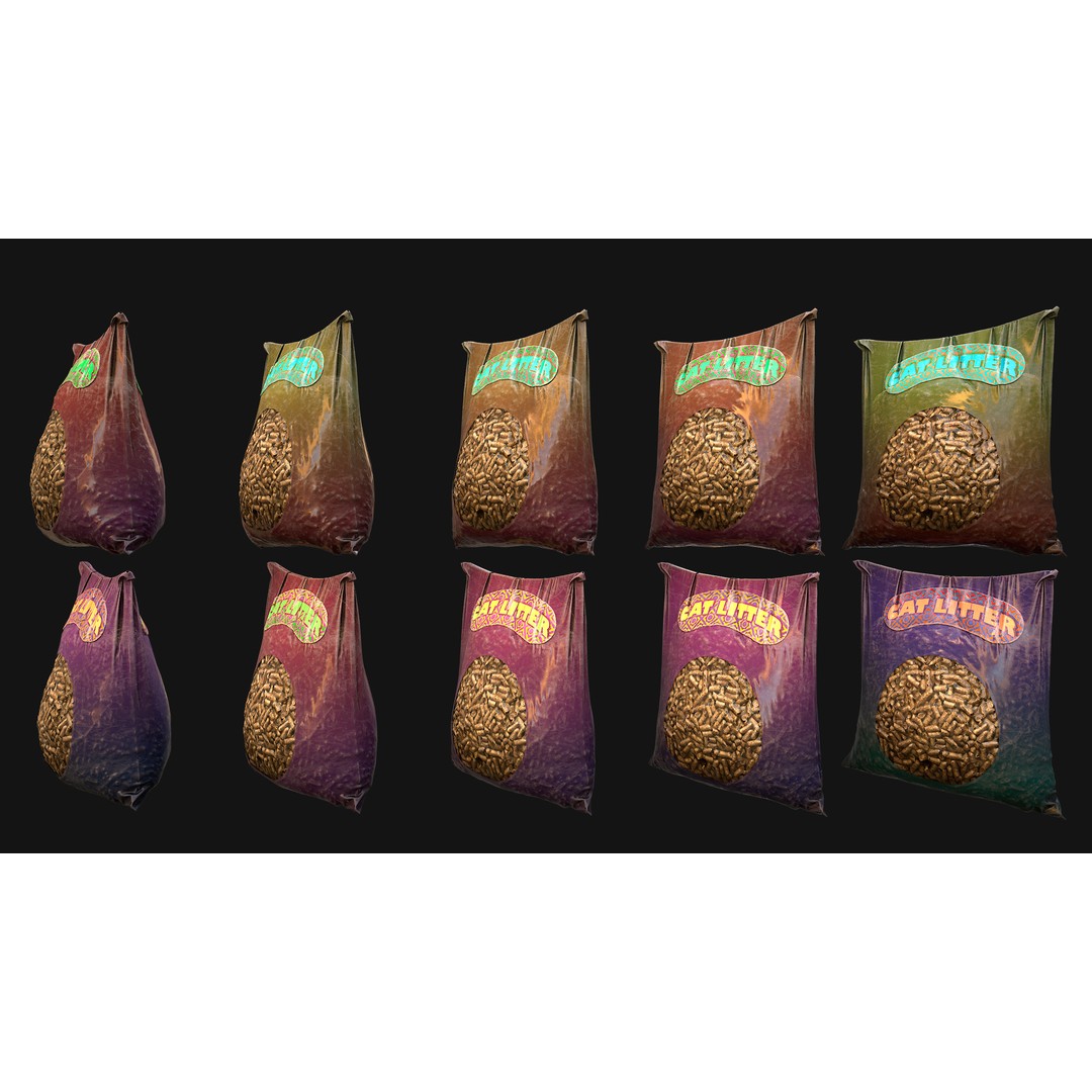 Stylized Cat Litter 3D Model – Low Poly PBR Game Asset, FBX - View 9