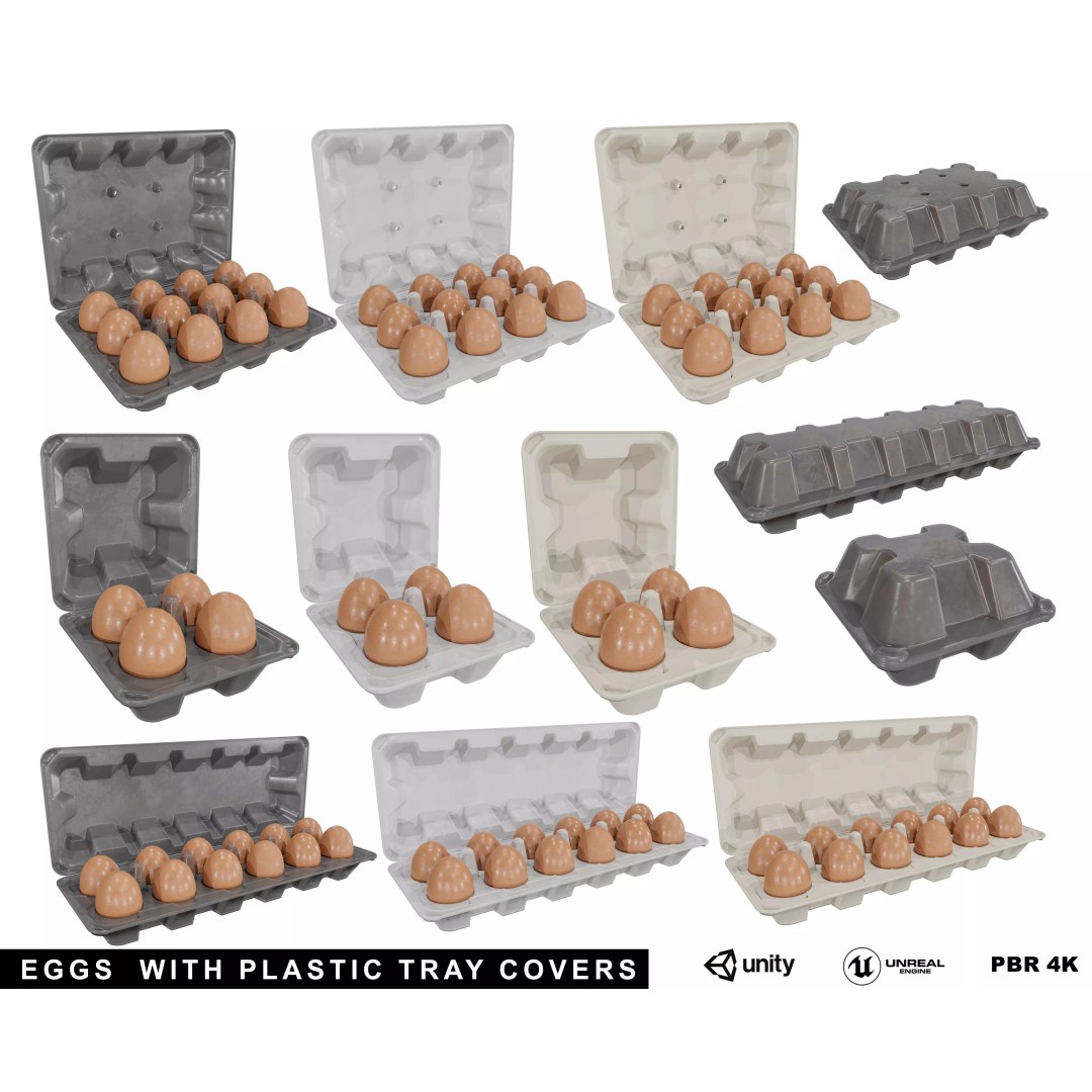 Eggs 3D Model – Low Poly Game Asset with PBR Textures, FBX - View 2