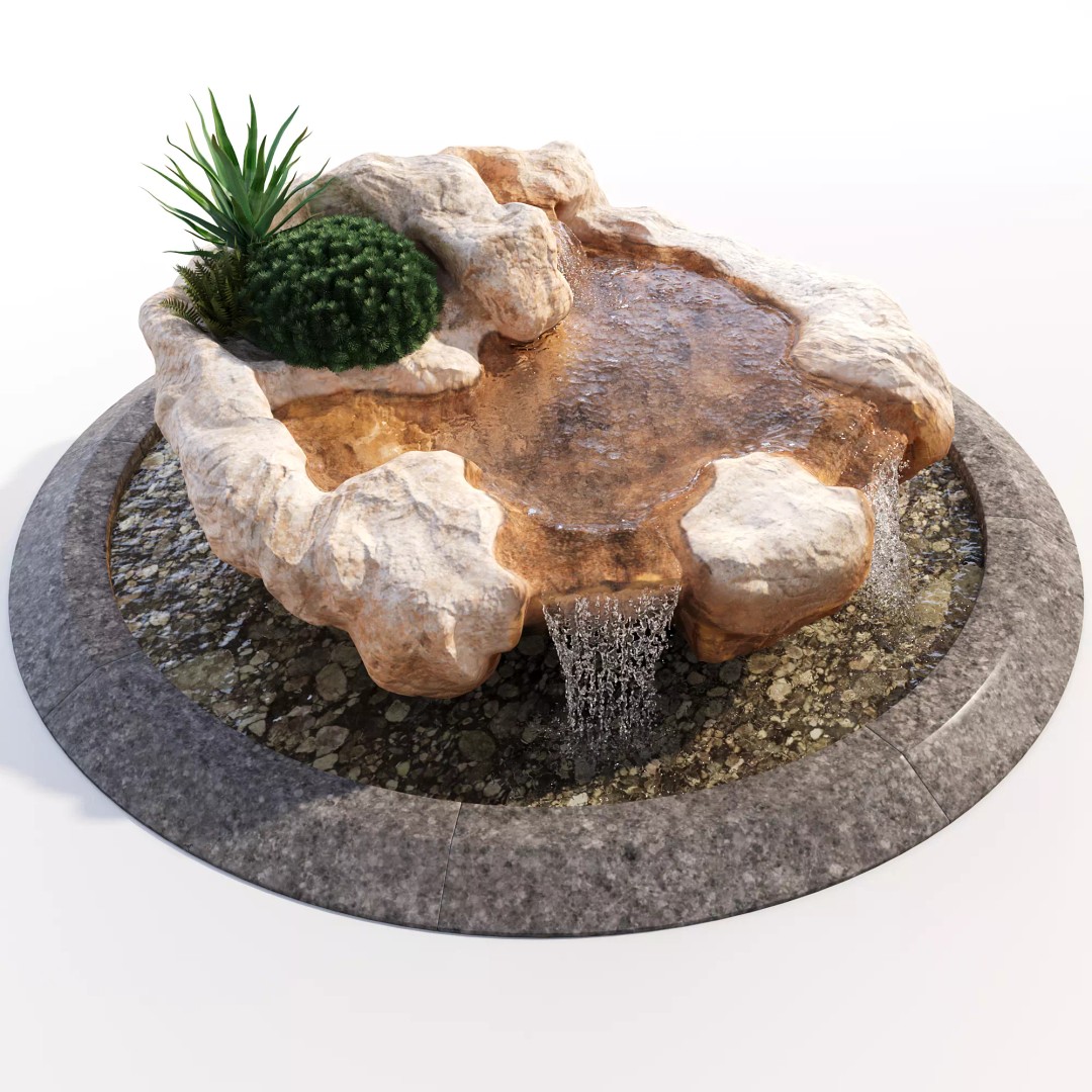 Rocky Pond with Waterfalls 3D Model – High-Detail PBR Asset, FBX & OBJ - View 10