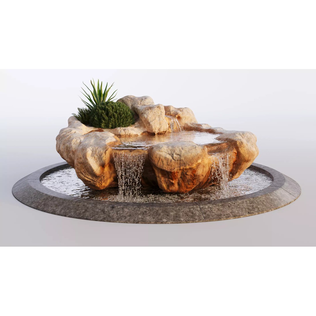 Rocky Pond with Waterfalls 3D Model – High-Detail PBR Asset, FBX & OBJ - View 13