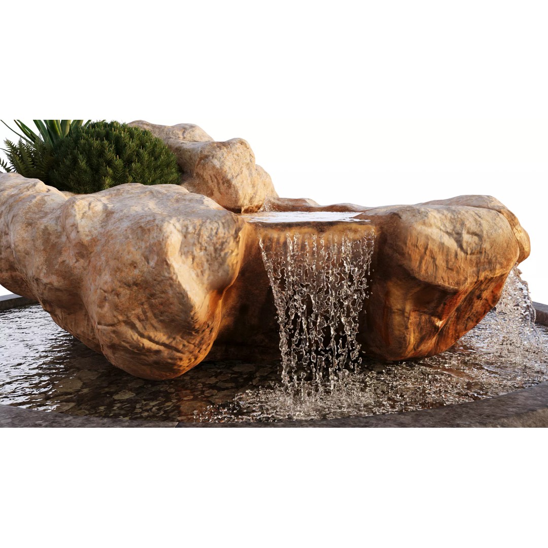 Rocky Pond with Waterfalls 3D Model – High-Detail PBR Asset, FBX & OBJ - View 14