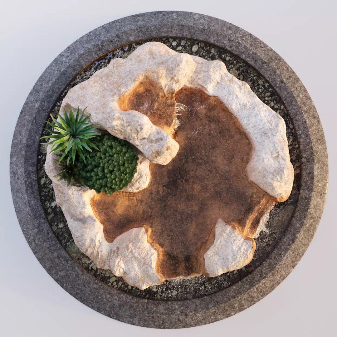 Rocky Pond with Waterfalls 3D Model – High-Detail PBR Asset, FBX & OBJ - View 7