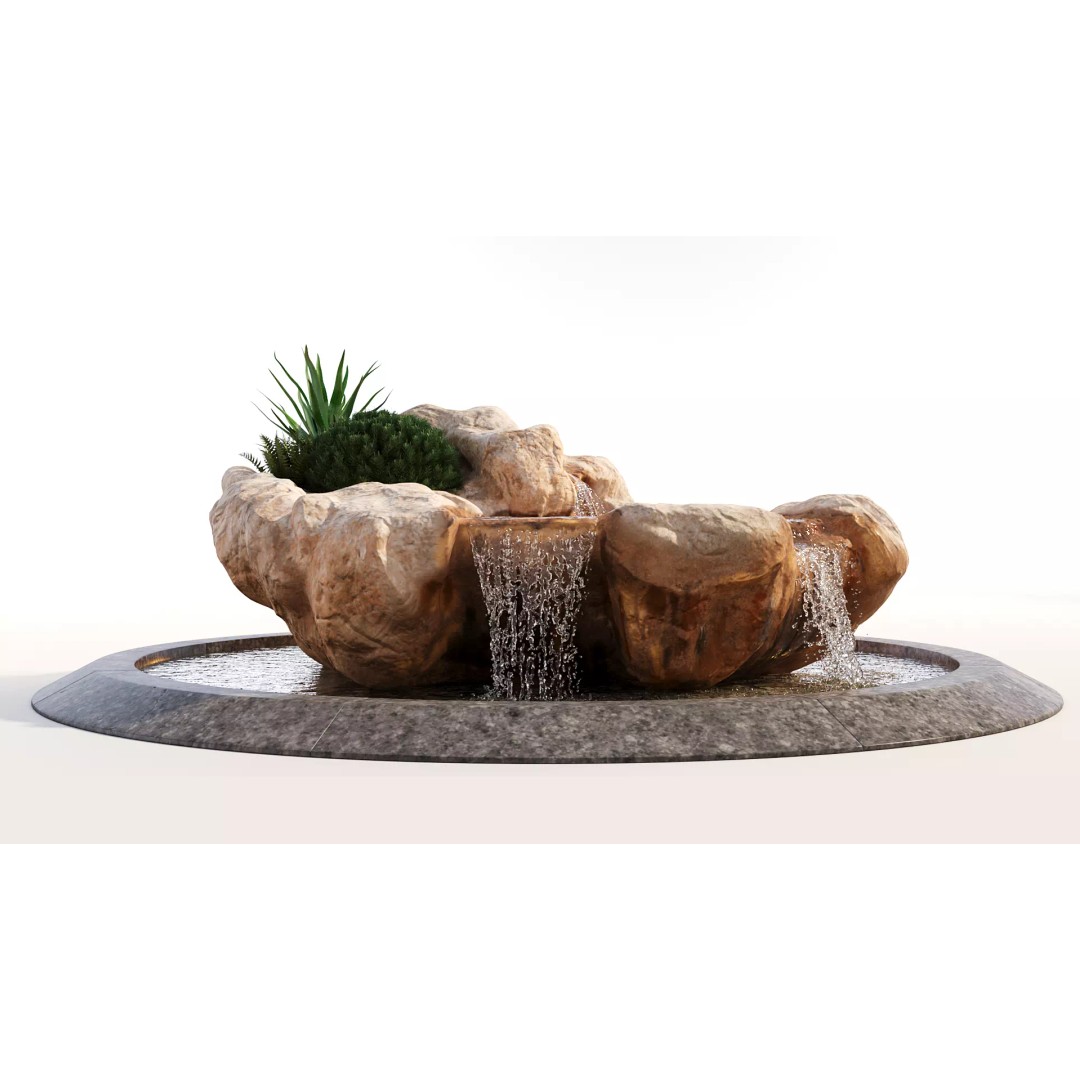Rocky Pond with Waterfalls 3D Model – High-Detail PBR Asset, FBX & OBJ - View 8