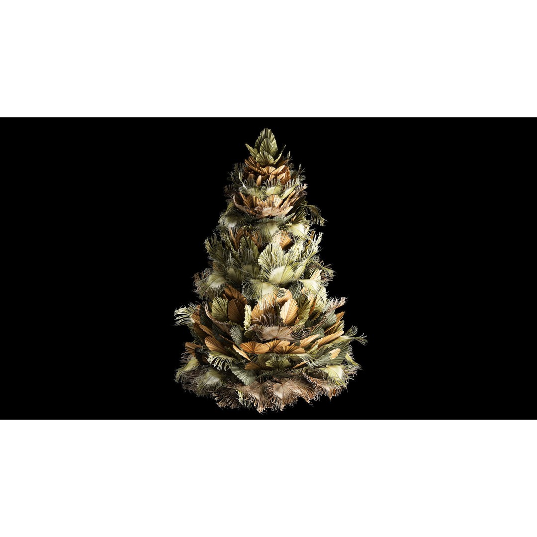 Dried Palm Leaf Christmas Tree 3D Model – Eco-Friendly Decorative Asset - View 10