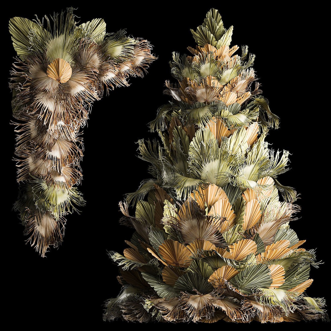 Dried Palm Leaf Christmas Tree 3D Model – Eco-Friendly Decorative Asset - View 11