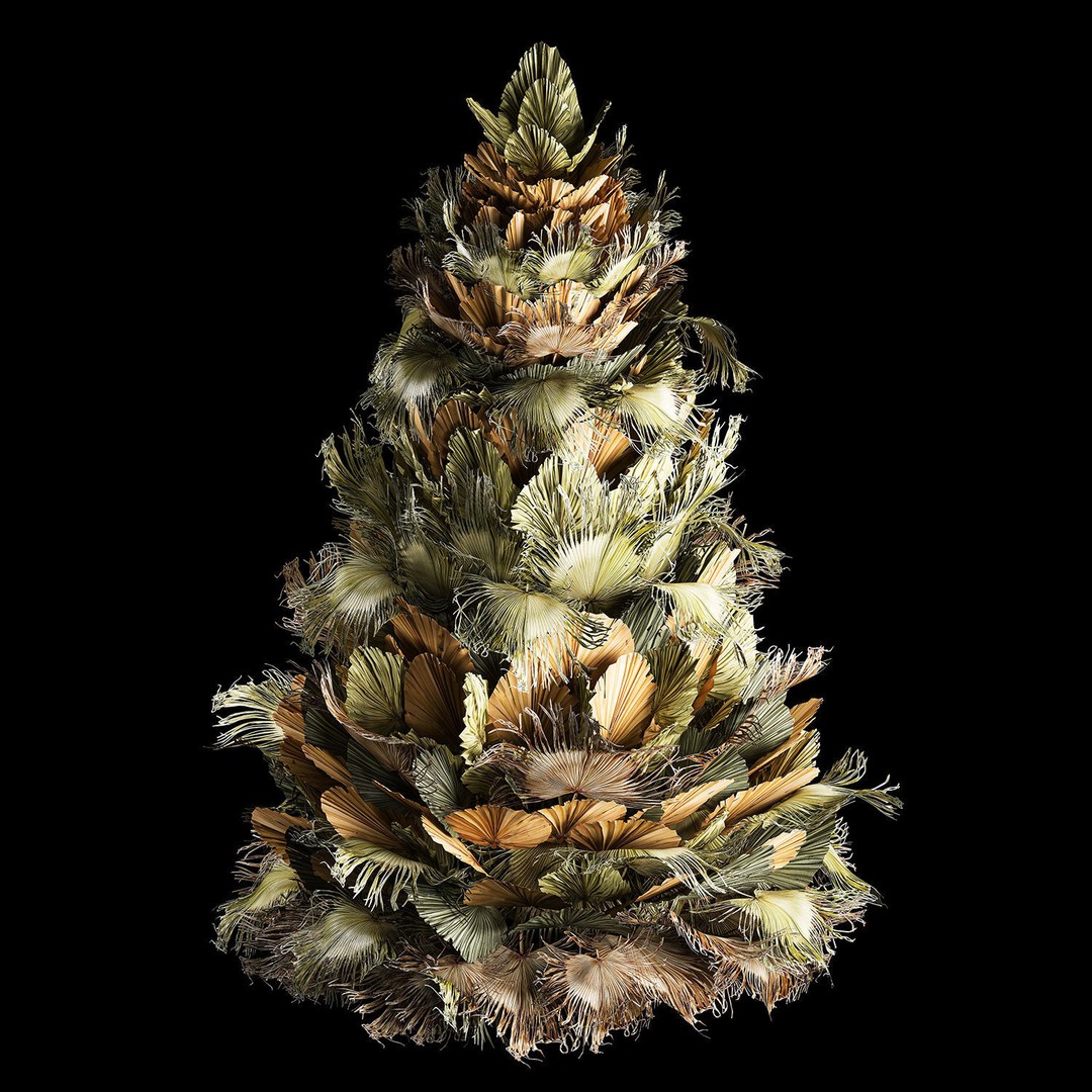 Dried Palm Leaf Christmas Tree 3D Model – Eco-Friendly Decorative Asset - View 12