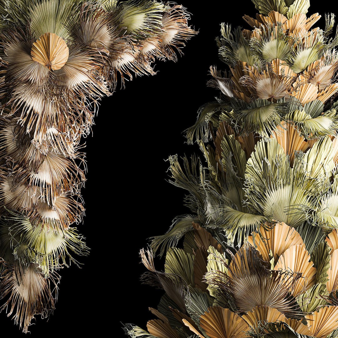 Dried Palm Leaf Christmas Tree 3D Model – Eco-Friendly Decorative Asset - View 13