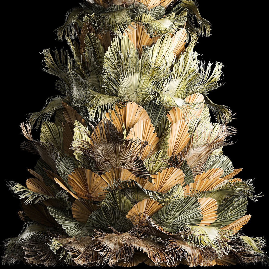 Dried Palm Leaf Christmas Tree 3D Model – Eco-Friendly Decorative Asset - View 14