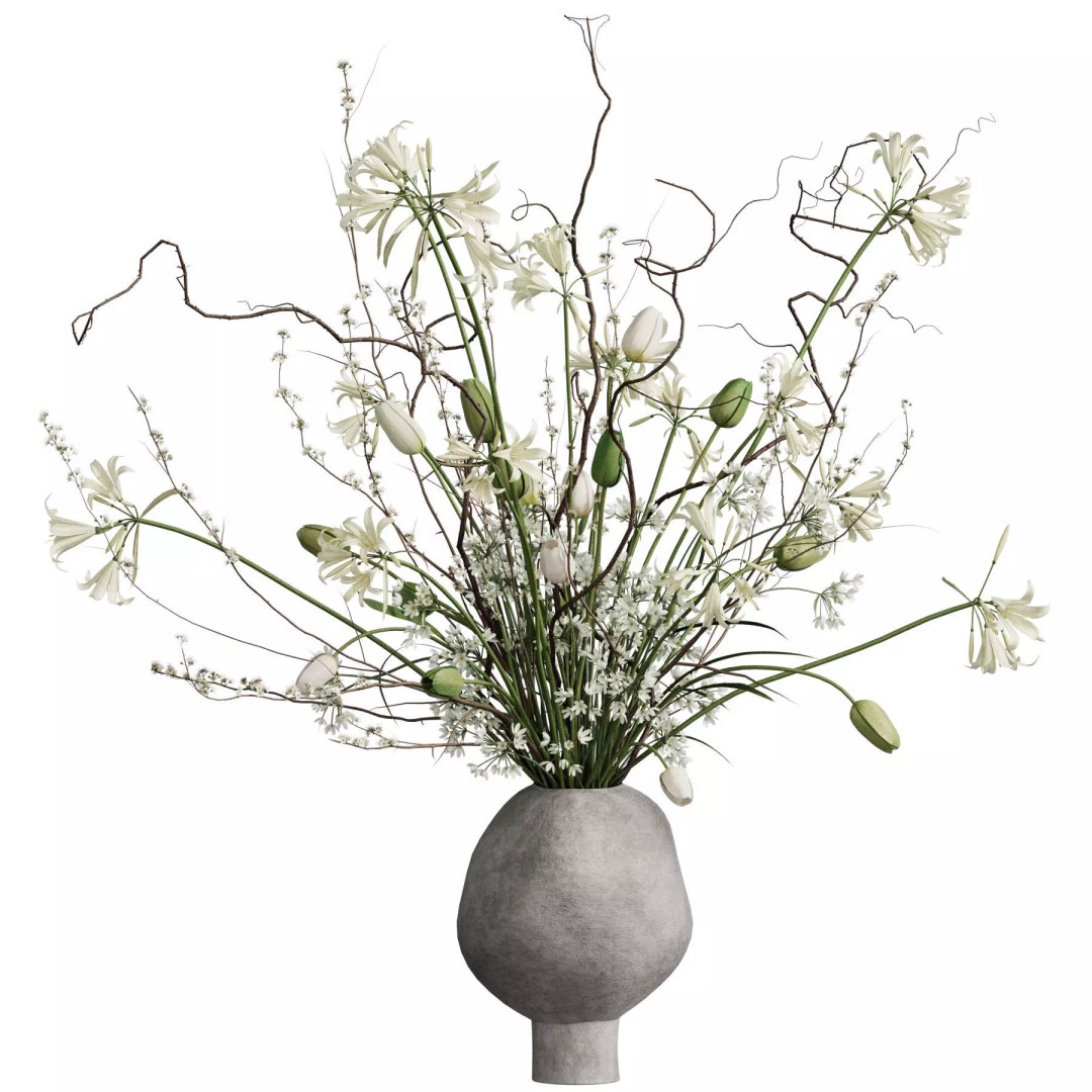 Flower In Vase 3D Model – High Poly PBR Asset, FBX & OBJ - View 2