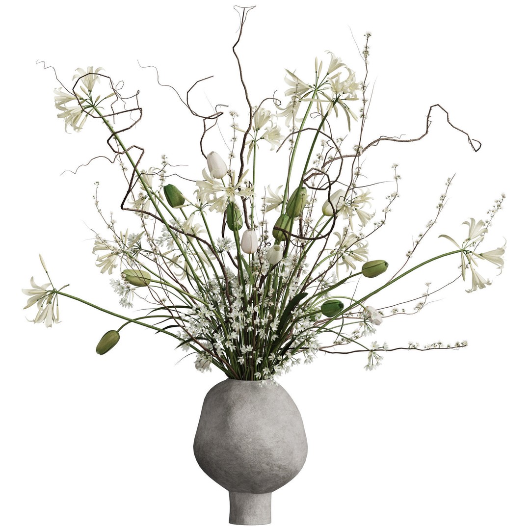 Flower In Vase 3D Model – High Poly PBR Asset, FBX & OBJ - View 3