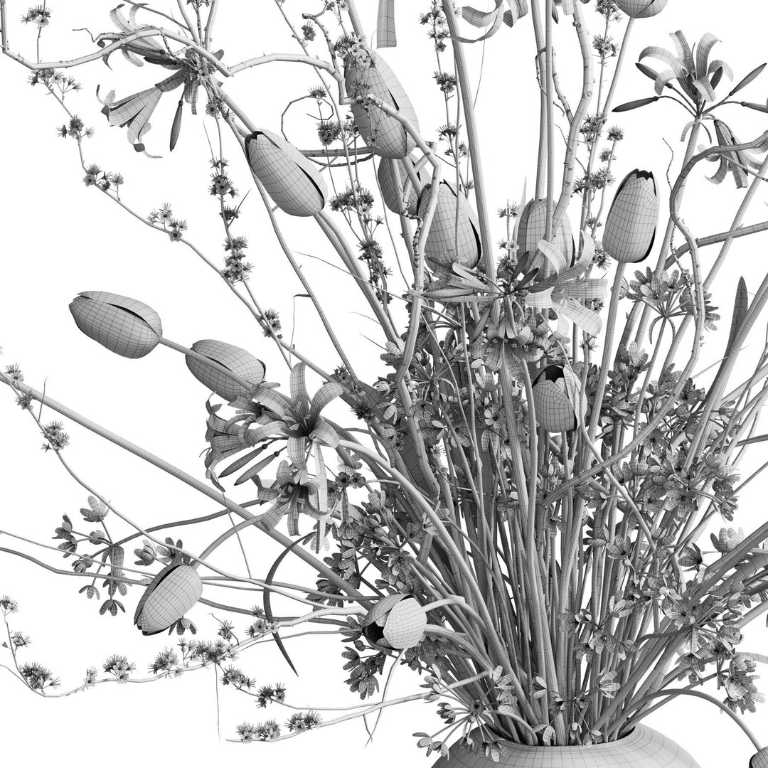 Flower In Vase 3D Model – High Poly PBR Asset, FBX & OBJ - View 7