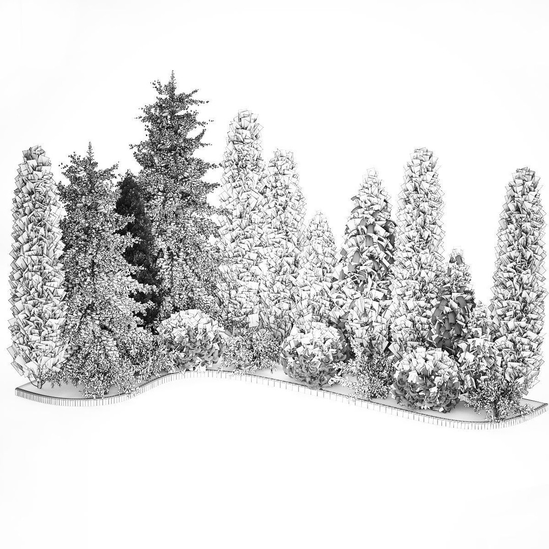 Cypress and Thuja Trees 3D Model – Decorative Landscaping Asset, FBX