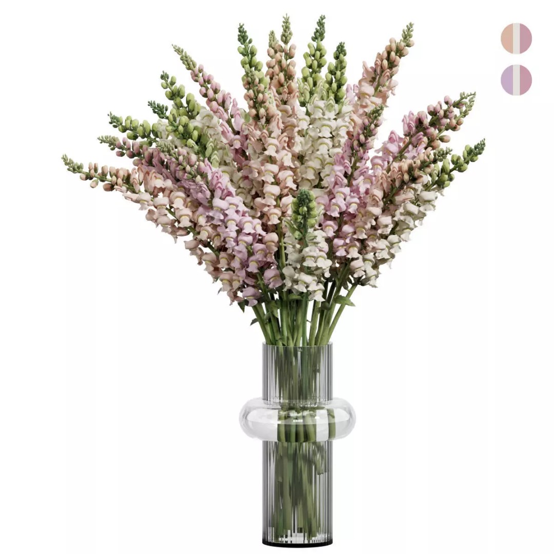 Colorful Flower In Vase 3D Model – High Poly Decorative Asset, FBX, OBJ - View 2