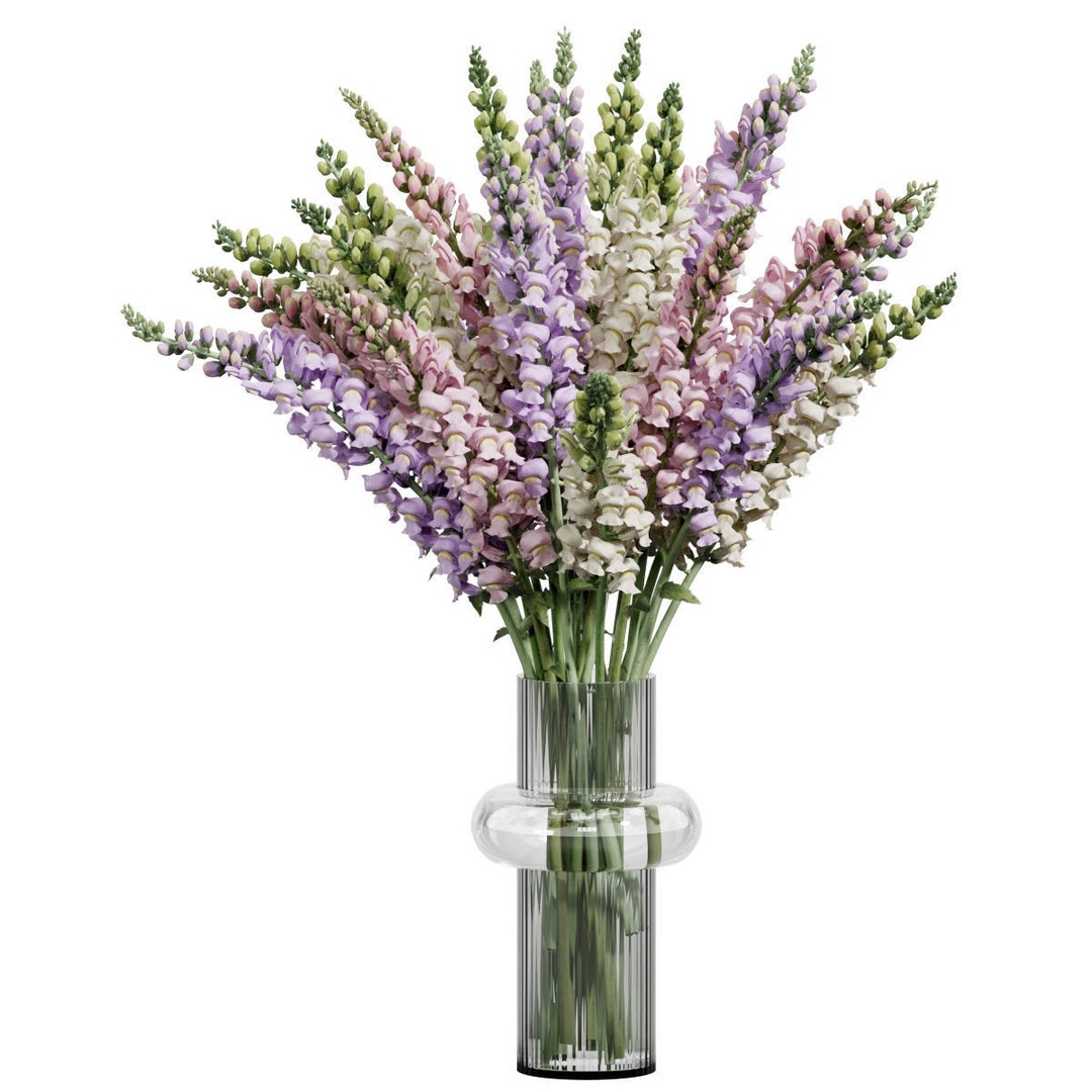 Colorful Flower In Vase 3D Model – High Poly Decorative Asset, FBX, OBJ - View 3