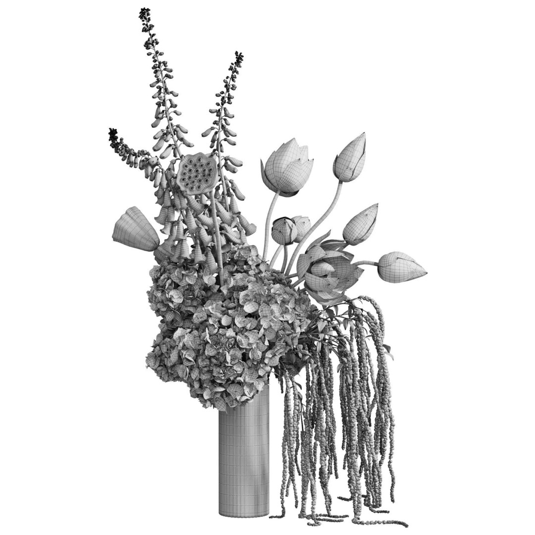 Flower In Vase 3D Model – High Poly Decorative Asset, FBX, OBJ