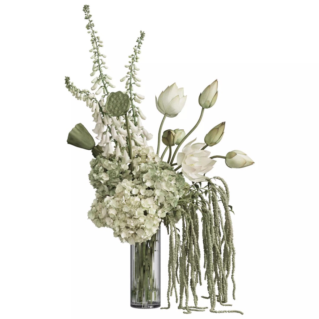 Flower In Vase 3D Model – High Poly Decorative Asset, FBX, OBJ - View 2