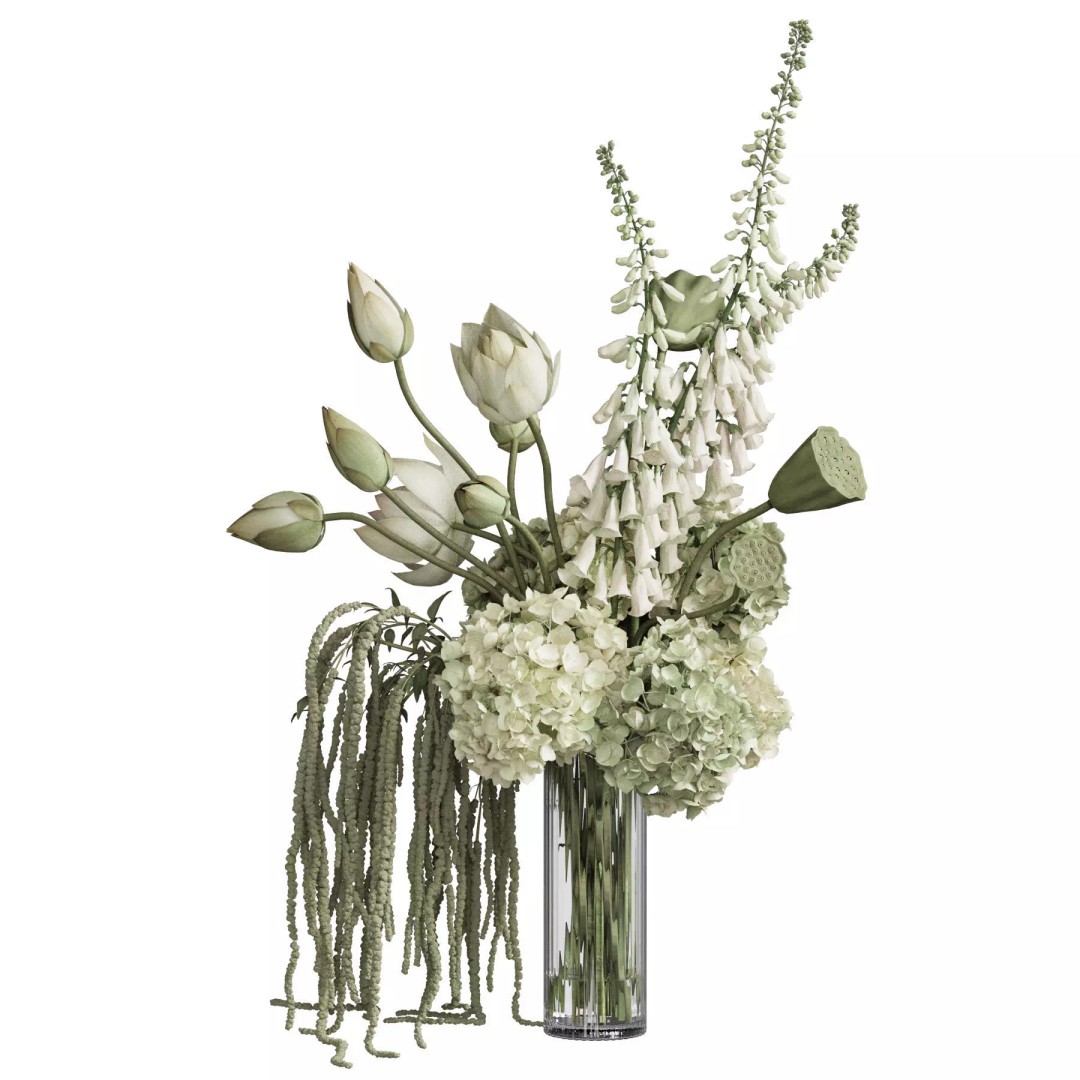Flower In Vase 3D Model – High Poly Decorative Asset, FBX, OBJ - View 3