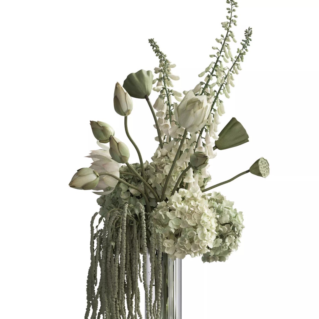 Flower In Vase 3D Model – High Poly Decorative Asset, FBX, OBJ - View 4
